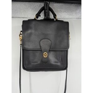 Vintage COACH #5130 "Station Bag" Black Full-Grain Leather Classic‎ Crossbody